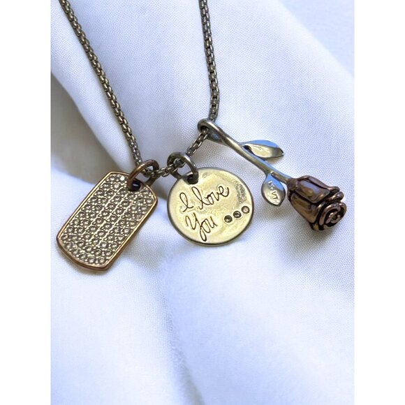 Romantic "I Love You" Necklace With Rose & Crystal Accents  20" Chain - Picture 9 of 10